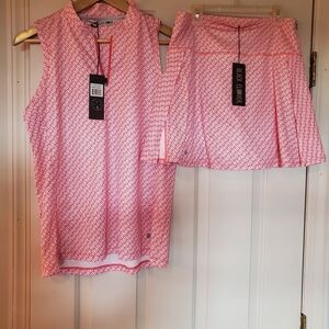 Women's Pink Sleeveless Top and Skirt Set